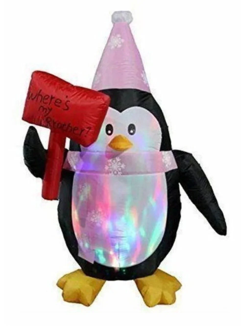 Vidamore 5 Ft Inflatable Penguin Brother Sign Flashing Lights Christmas Outdoor